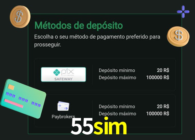 O cassino 55sim oferece uma grande variedade de métodos de pagamento